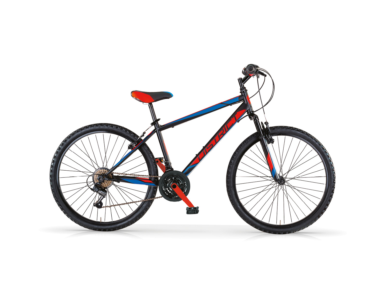 district_M_26_570x445_R MBM District M 26" MATT BLACK + NEON RED MTB Vista lato guarnitura