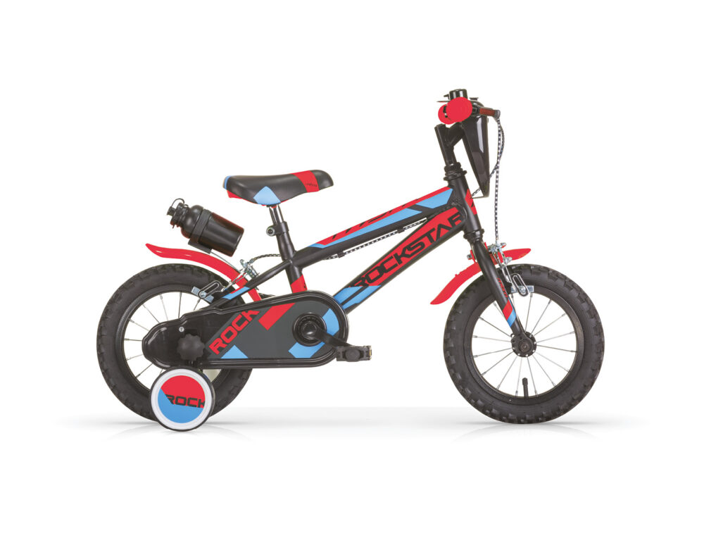 MBM Rockstar 12" Black+Red Kids Bike Vista lato guarnitura