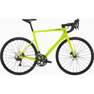 Cannondale SuperSix EVO Carbon Disc 105 Bio Lime Race Bike vista lato movimento