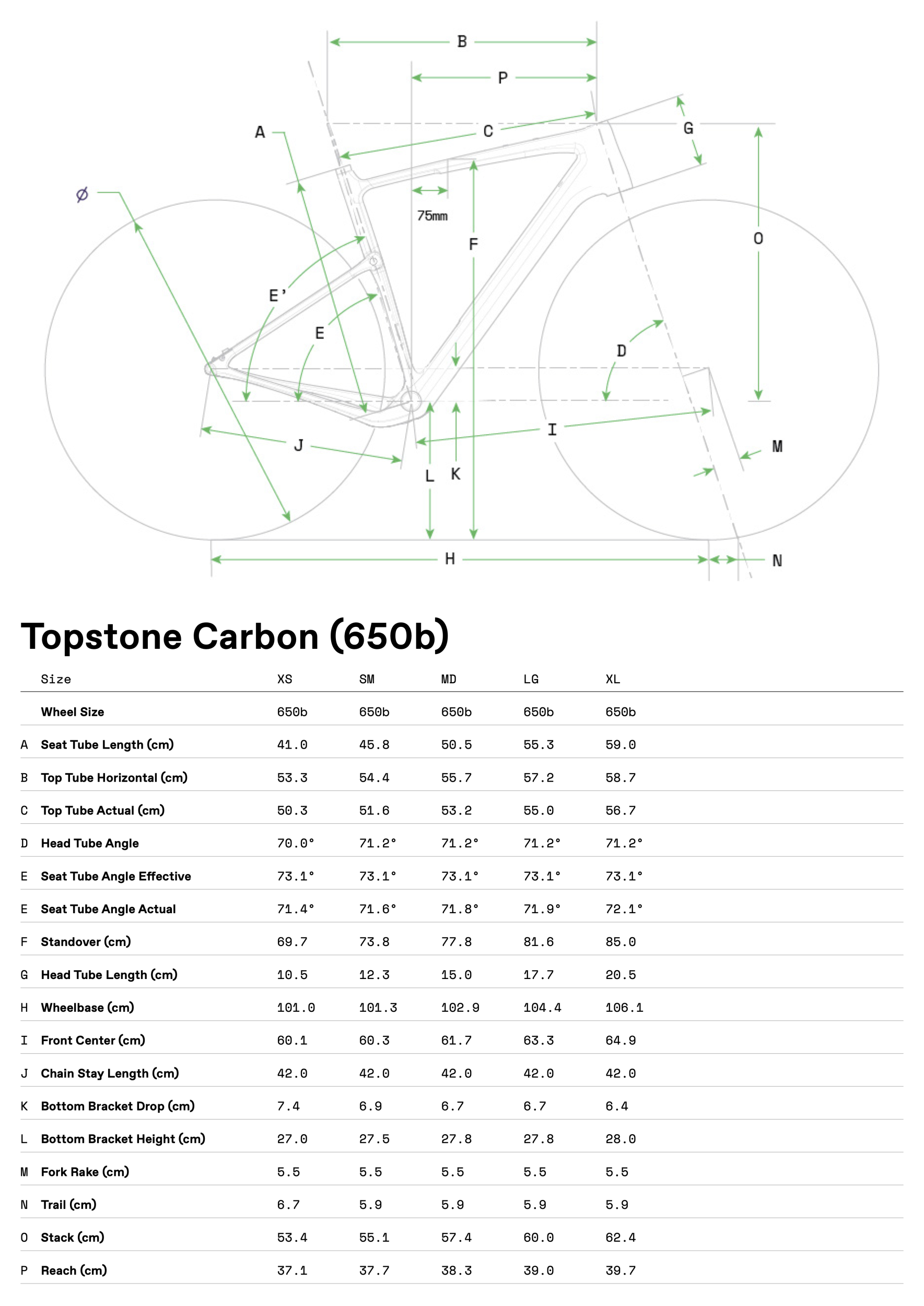 CANNONDALE TOPSTON CARBON 5 650 B Grafico misure telai