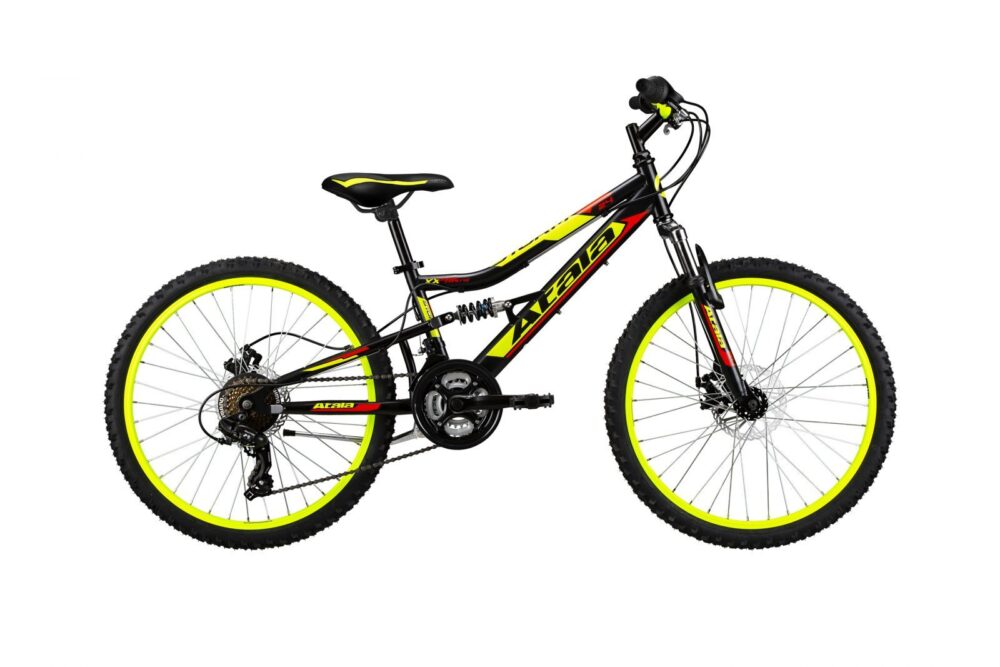 Atala Storm MD Nero/Giallo/Rosso opaco MTB Kids Bike vista lato guarnitura