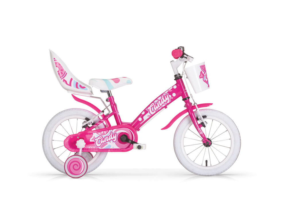 MBM Candy 14" Fuxia Kids Bike Vista lato guarnitura