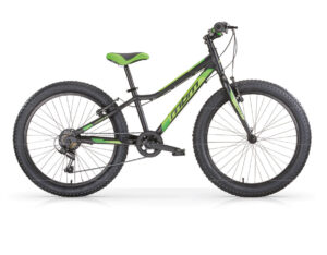 MBM Drift 24" MATT BLACK + NEON GREEN MTB Vista lato guarnitura