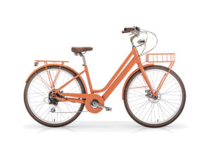 MBM La Rue 2 Peach Orange E-City Bike Vista lato guarnitura