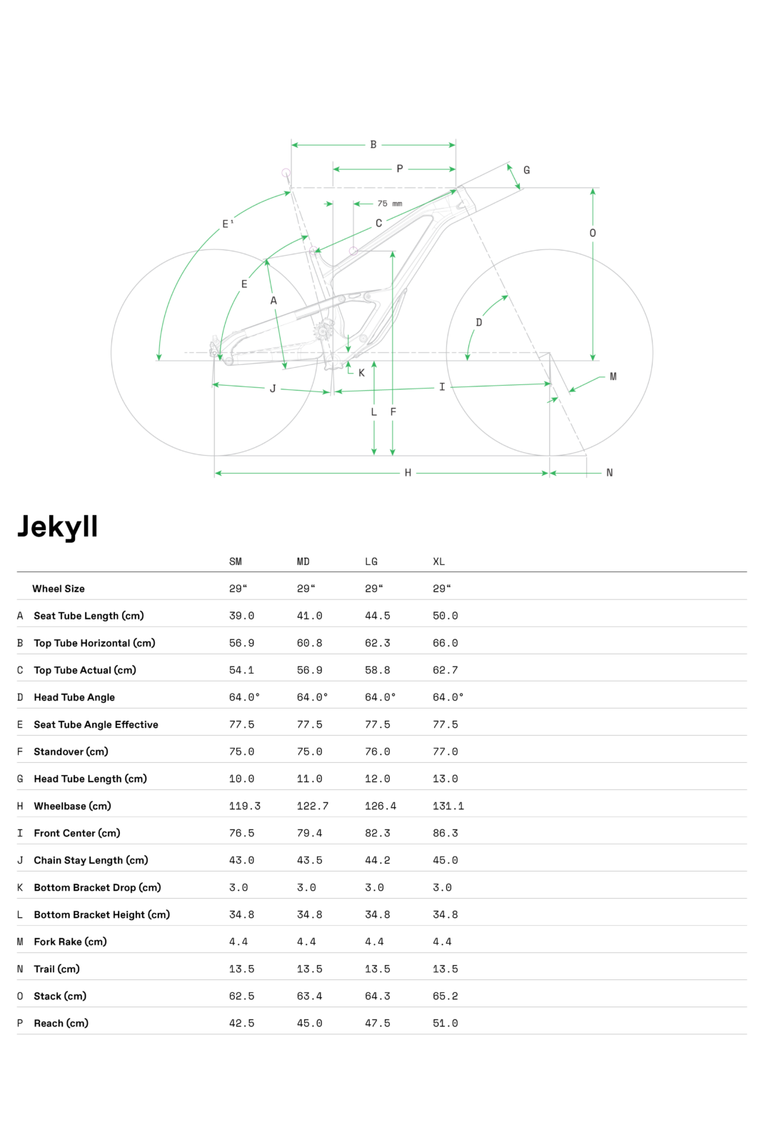 Cannondale Jekyll 1 Grafico misure telai
