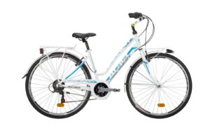 Atala Discovery S 21V Lady Bianco/Azzurro Trekking Bike vista lato guarnitura