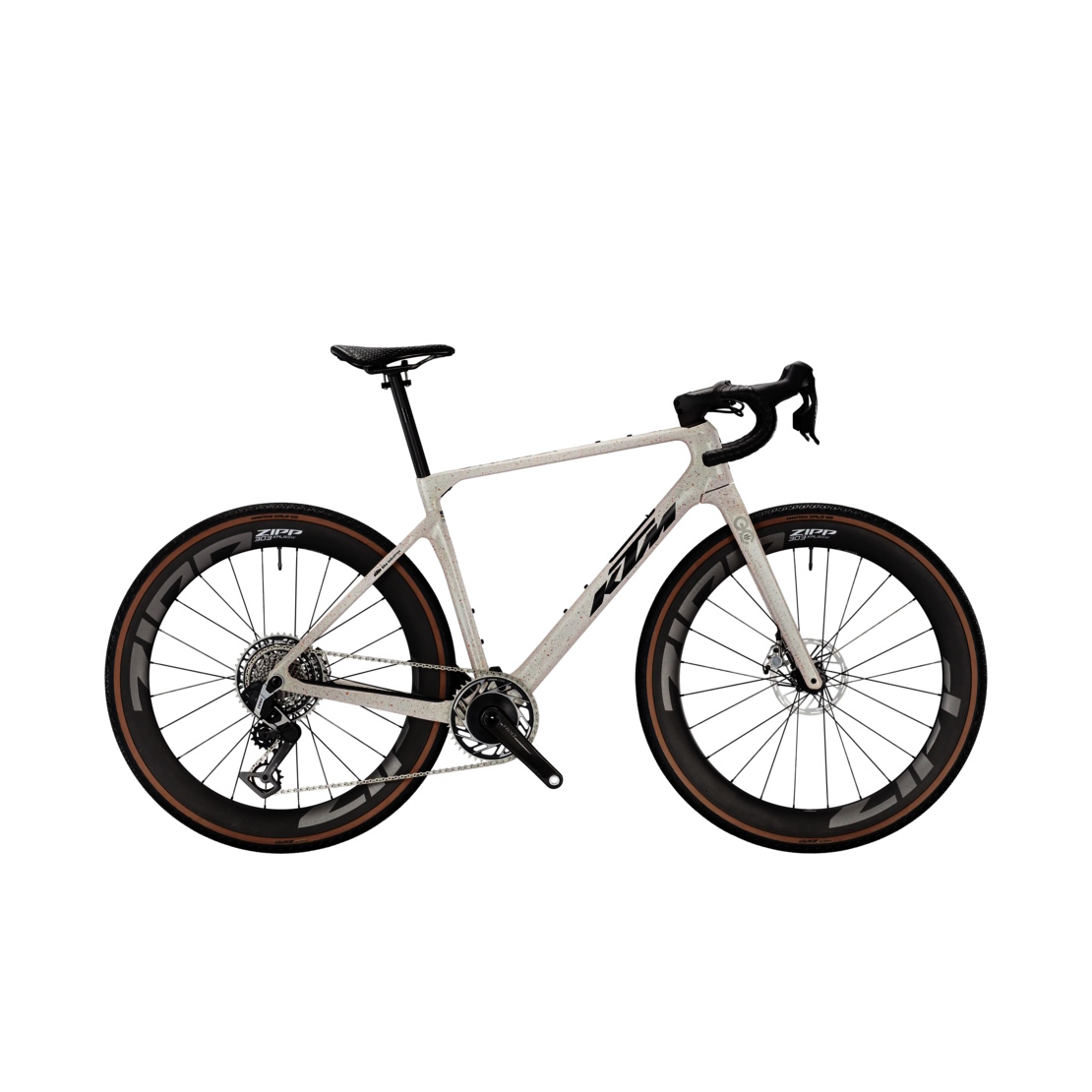 gravelator_exonic_m_55__orange-stained-white__black-sand KTM GRAVELATOR EXONIC | SPOTTED WHITE ORNGE (BLK+GREY) | Vista lato guarnitura