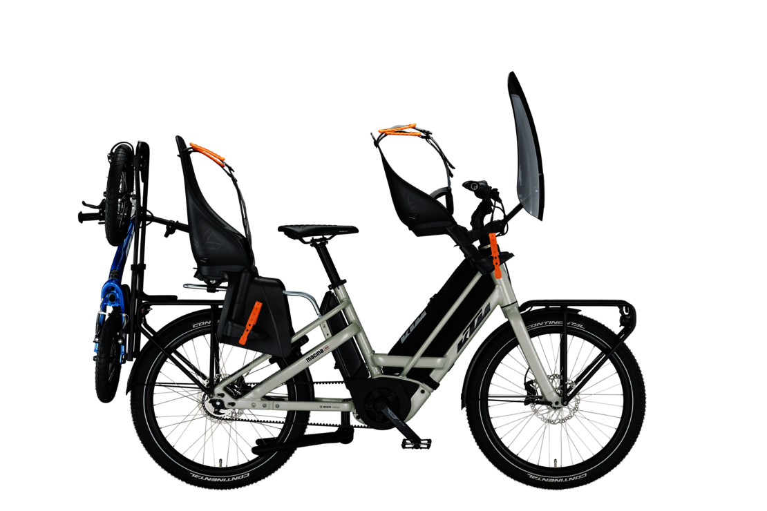 KTM MACINA MULTI URBAN | dew silver (black+orange)| Vista accessoriata dal lato guarnitura