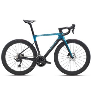 AEROSPACE | BOTTECCHIA | F8 AZZURRO ICE CRACK LUCIDO NERO OPACO | Vista lato guarnitura